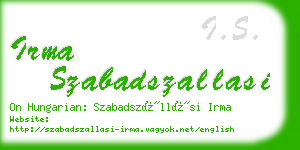 irma szabadszallasi business card